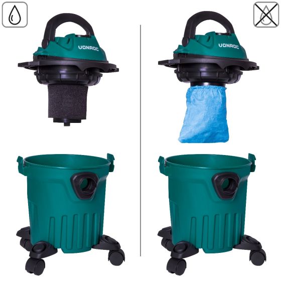 ASPIRADORA EN SECO Y EN HÚMEDO 1000W CON TANQUE DE 12L - VONROC – KnockOutlet