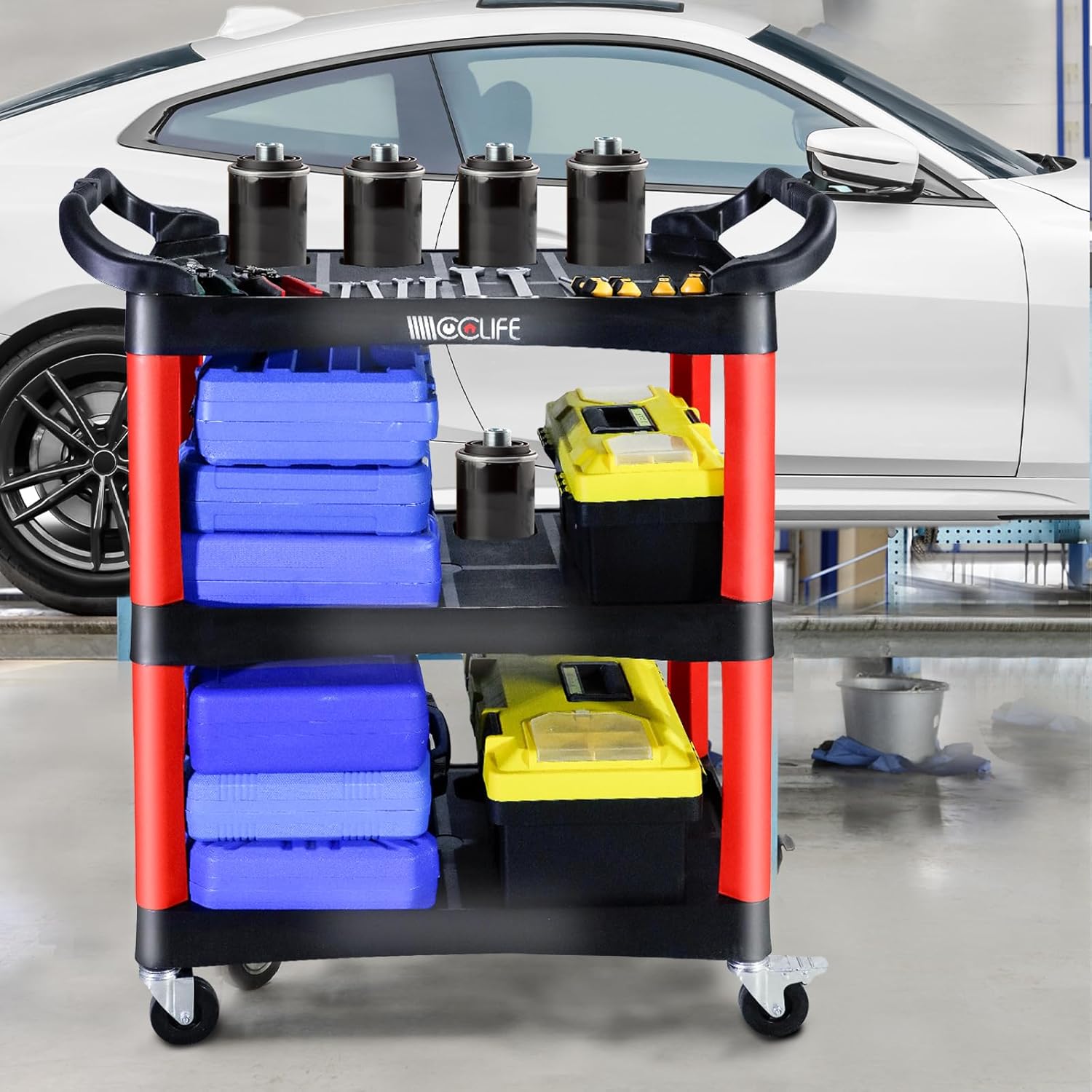CCLIFE Carro de Taller con 3 Estantes Carro de Herramientas con Compartimentos MAX.150 kg – KnockOutlet
