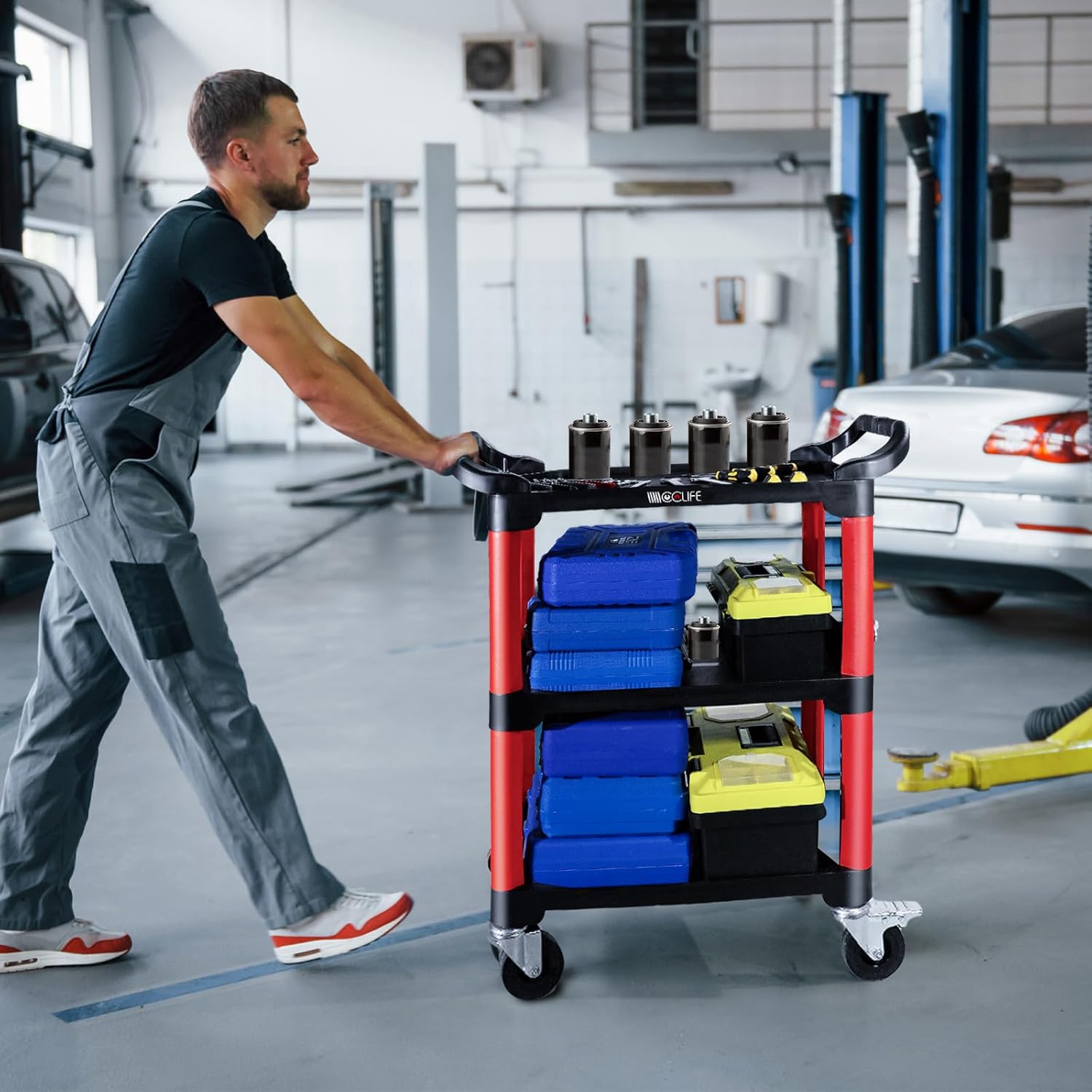 CCLIFE Carro de Taller con 3 Estantes Carro de Herramientas con Compartimentos MAX.150 kg – KnockOutlet