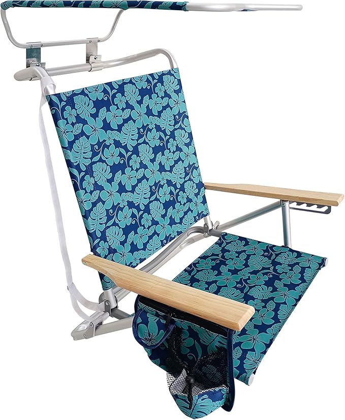 Bliss Hammocks Silla de playa plegable, mochila reclinable con toldo, flor azul – KnockOutlet