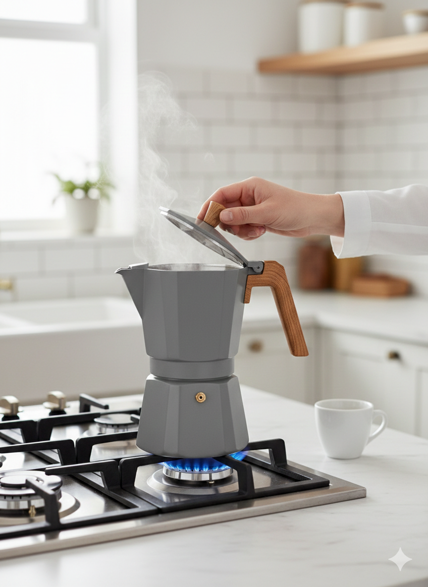 Cafetera Italiana de Aluminio San Ignacio Luna, 6 tazas - Gris – KnockOutlet