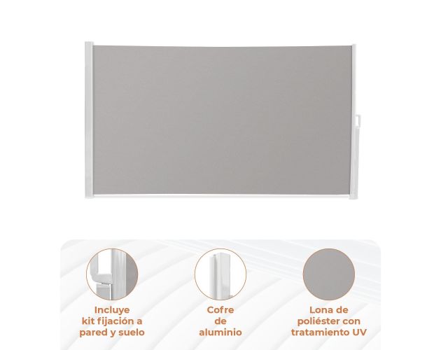 Toldo lateral gris de 140 × 300 cm