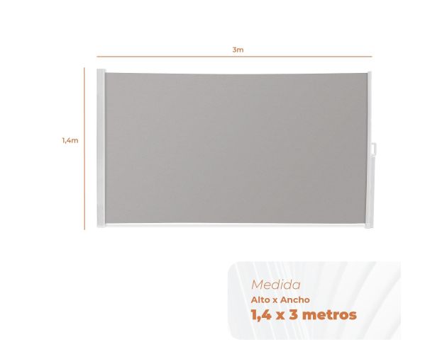 Toldo lateral gris de 140 × 300 cm