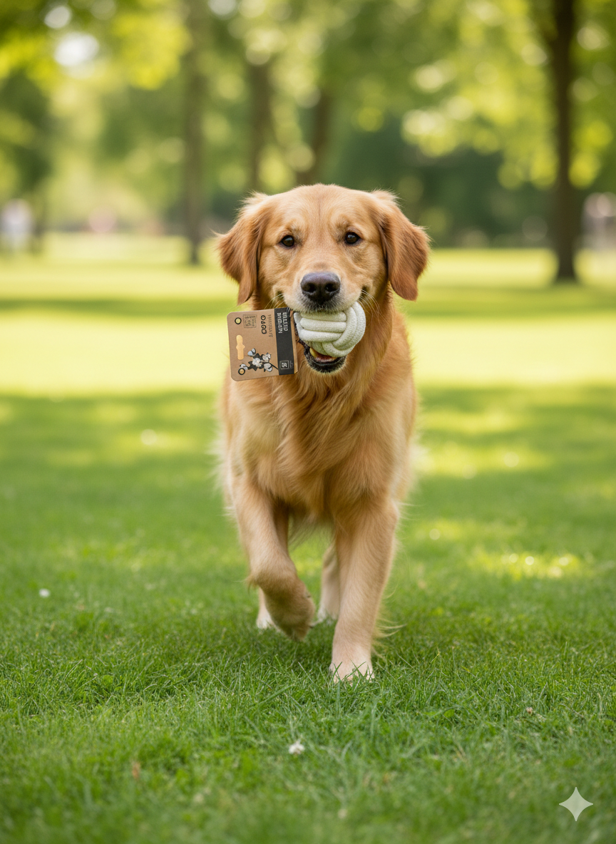 Pelota de cuerda M-Pets Coto blanca, 9,5 cm