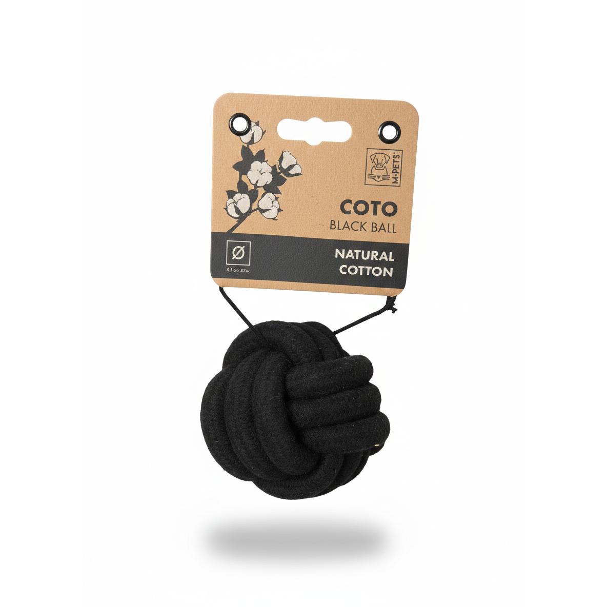 Pelota de cuerda M-Pets Coto negra, 9,5 cm