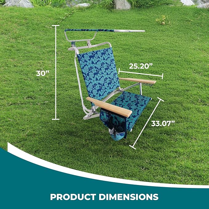 Bliss Hammocks Silla de playa plegable, mochila reclinable con toldo, flor azul – KnockOutlet