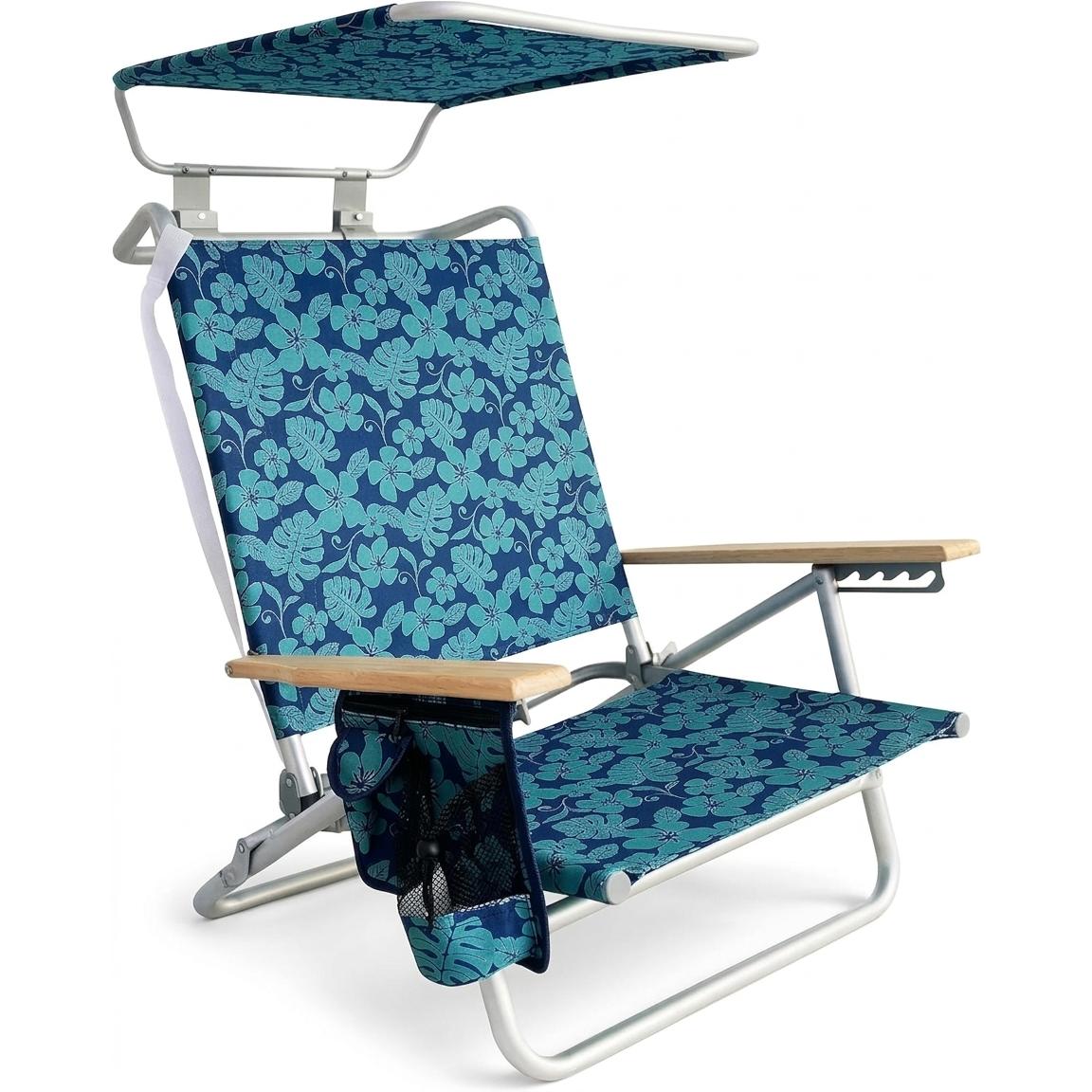 Bliss Hammocks Silla de playa plegable, mochila reclinable con toldo, flor azul – KnockOutlet