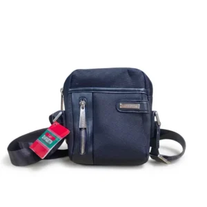 Bandolera Hombre Daviletto de Nylon y Polipiel - Bolso de Hombro Cruzado con Bolsillos de Cremallera Metálica, Correa Aj