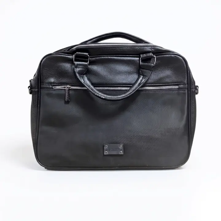 Maletín Ejecutivo Daviletto para Portátil y Documentos - Bolso de Mano Hombre en Nylon y Polipiel Graneada con Doble Asa