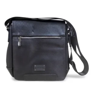 Bandolera Hombre Daviletto con Solapa - Bolso de Hombro Cruzado Tipo Reportero en Nylon y Polipiel Graneada, Bolsillos c